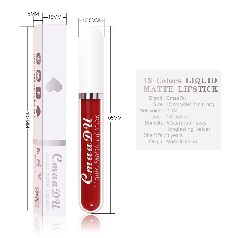 Cmaadu 18-Color Lipstick Matte Waterproof Long-Lasting Lip Gloss Pay Attention to Check! Link Disclaimer - Export