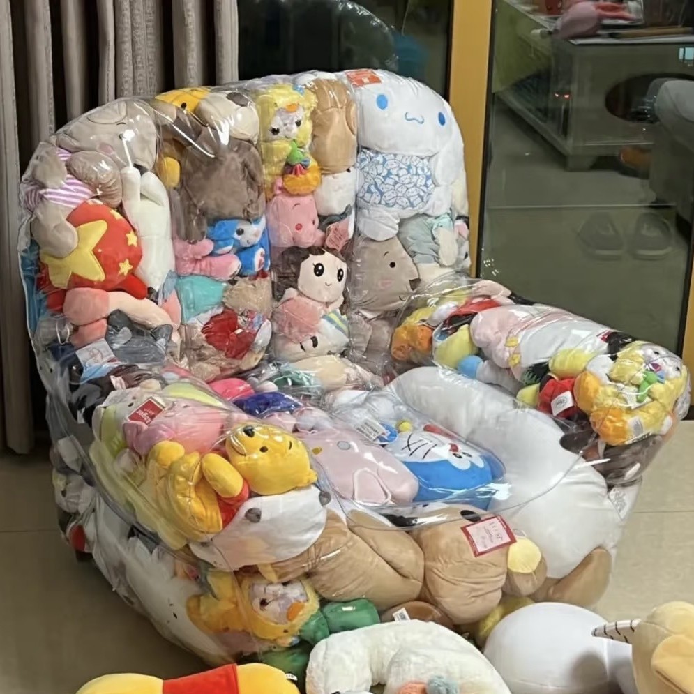 Cross-Border Transparent Sofa Doll Storage Non-Inflatable Doll Storage Bag Teddy Bear Storage Sofa Wholesale in Stock