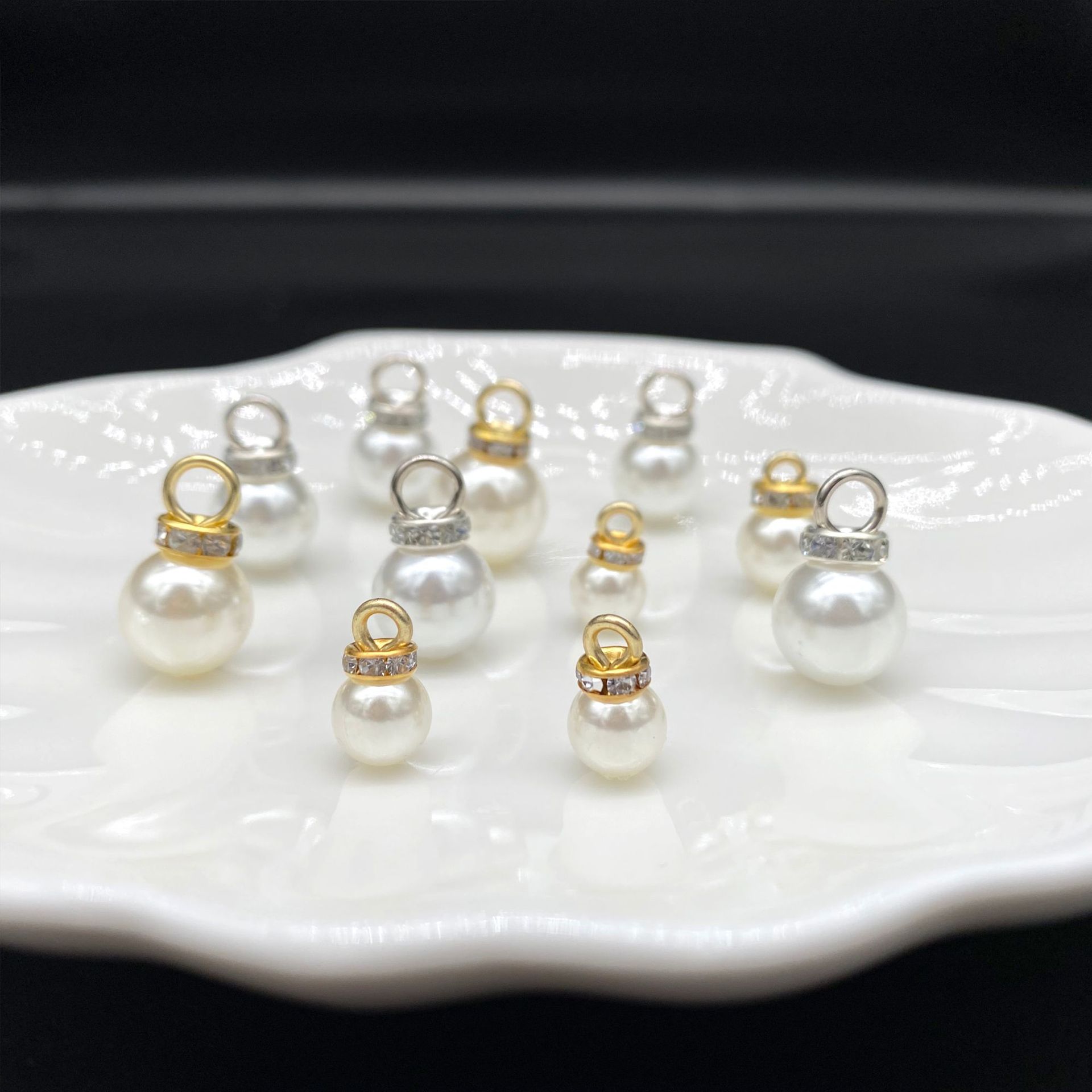 Highlight abs imitation pearl half hole single needle with drill accessories wholesale diy handmade gift decoration loose bead hanging wholesale