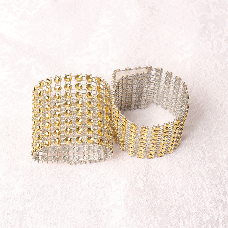 European-style Hollow 8-row Mesh Drill Napkin Buckle Hotel Set Table Wedding Festival Catering Supplies Napkin Ring
