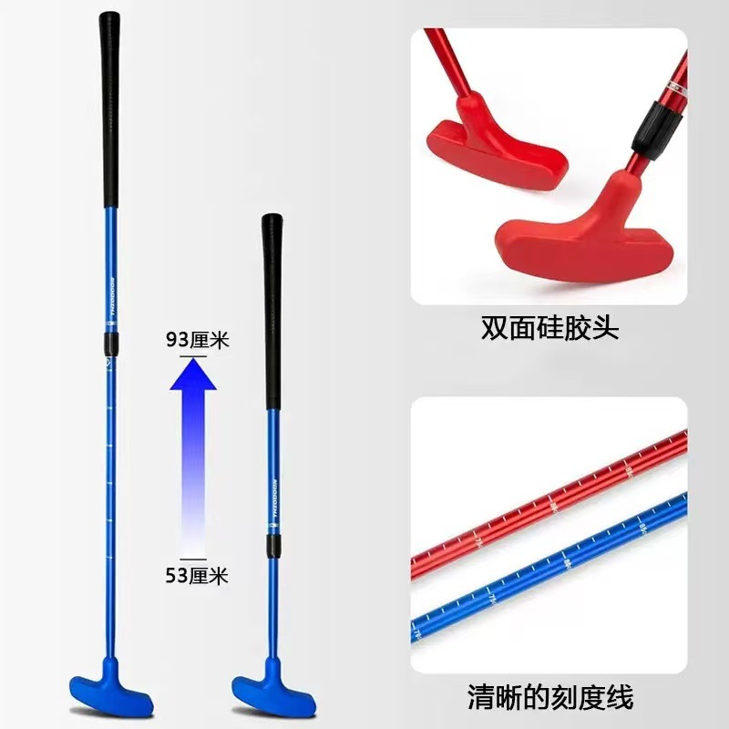 Golf Kidsren's 3-Section Telescopic Putter, 2-Section Double-Sided Club Head, Aluminum Alloy Shaft, Two-Section and Three-Section Adjustable Length