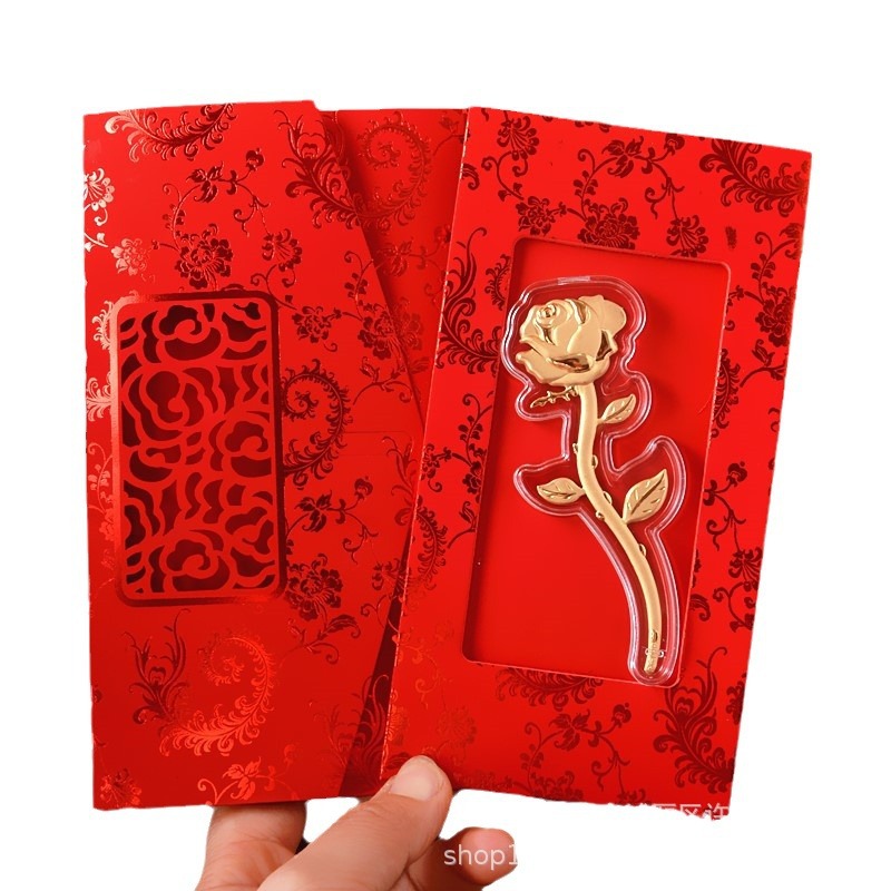 Gold Foil Rose Single Stem Phone Case Accessory Gold Foil Flower Mother's Day Valentine's Day Confession 520 Red Envelope