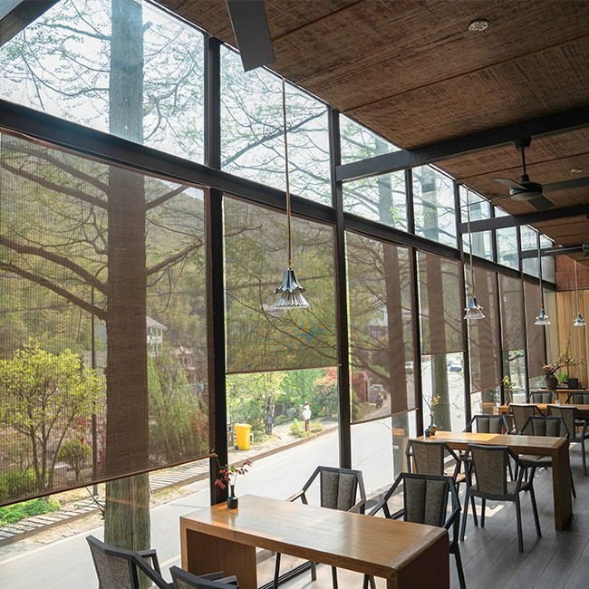 Bamboo Curtain Engineering Roller Curtain Door Curtain Sunshade Sunscreen Study Room Balcony Tea Room Shading Roll-up Bamboo Curtain