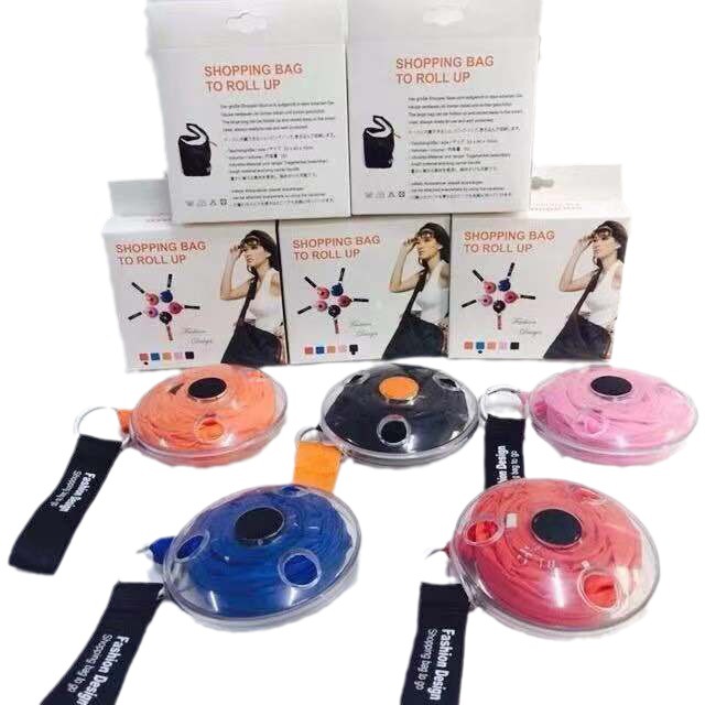Portable Small Disc Shopping Bag, Environmentally Friendly Bag, Telescopic Bag, Rotating Foldableing Storage Bag, Supermarket Shopping Bag, Five Colors Available