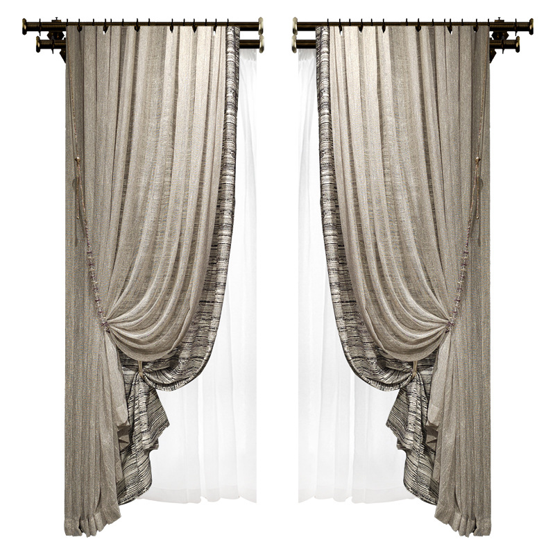 Casual Accessible Luxury Linen Modern High-End Gauze Curtain Light-Impermeable Scandinavian Living Room Bedroom Tulle Curtain Window Screen