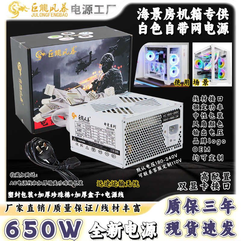 Блок питания Dragon Storm White 650W750W двухканальный X99 для двух ЦП и двух ГП в корпусе с видом на море