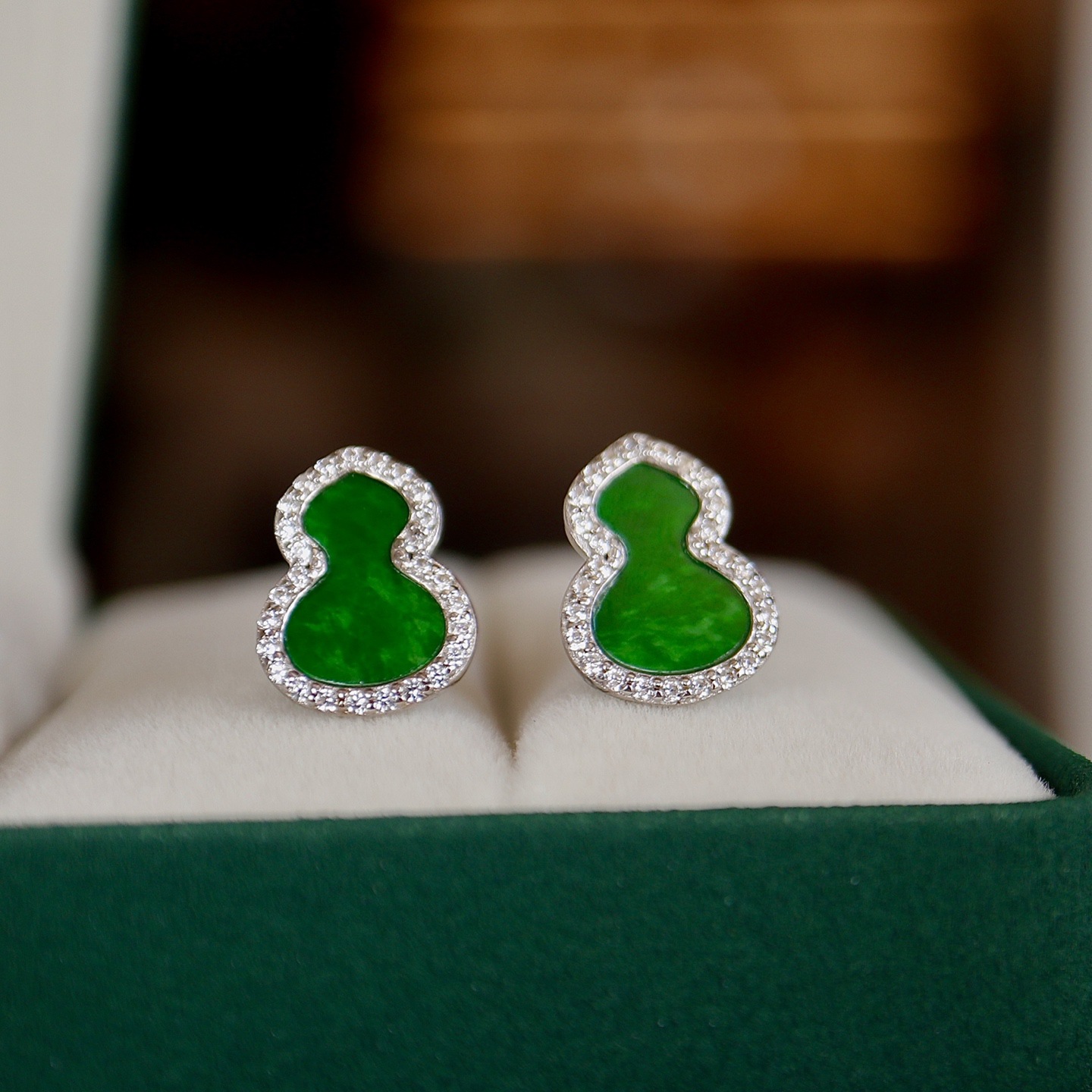 2025 Popular Natural Burmese Jade Gourd Set S925 Sterling Silver Design Jade Necklace Live Supply Jewelry