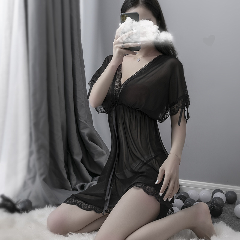 Большой размер сексуального белья европейского и американского стиля, глубокая прозрачная сетка, шелковая ночная сорочка для женщин