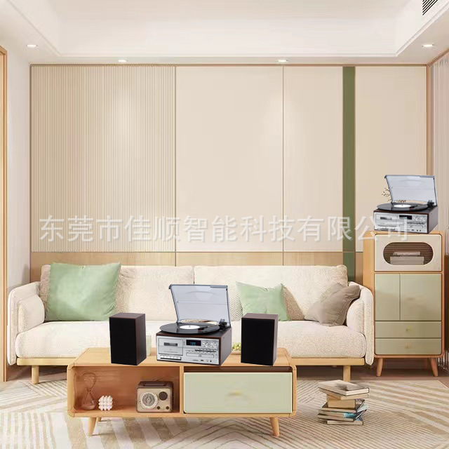 Vinyl Record Player Cd/Usb/Sd Player Fm Radio Tape Player Retro Old Gramophone