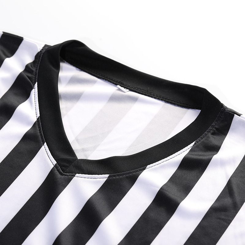 Basketball Referee Uniform V Neck T-Shirt Stripesd Breathable Sweat-Wicking Short-Sleeved Professional World Championship Referee Uniform Digital Printing DIY