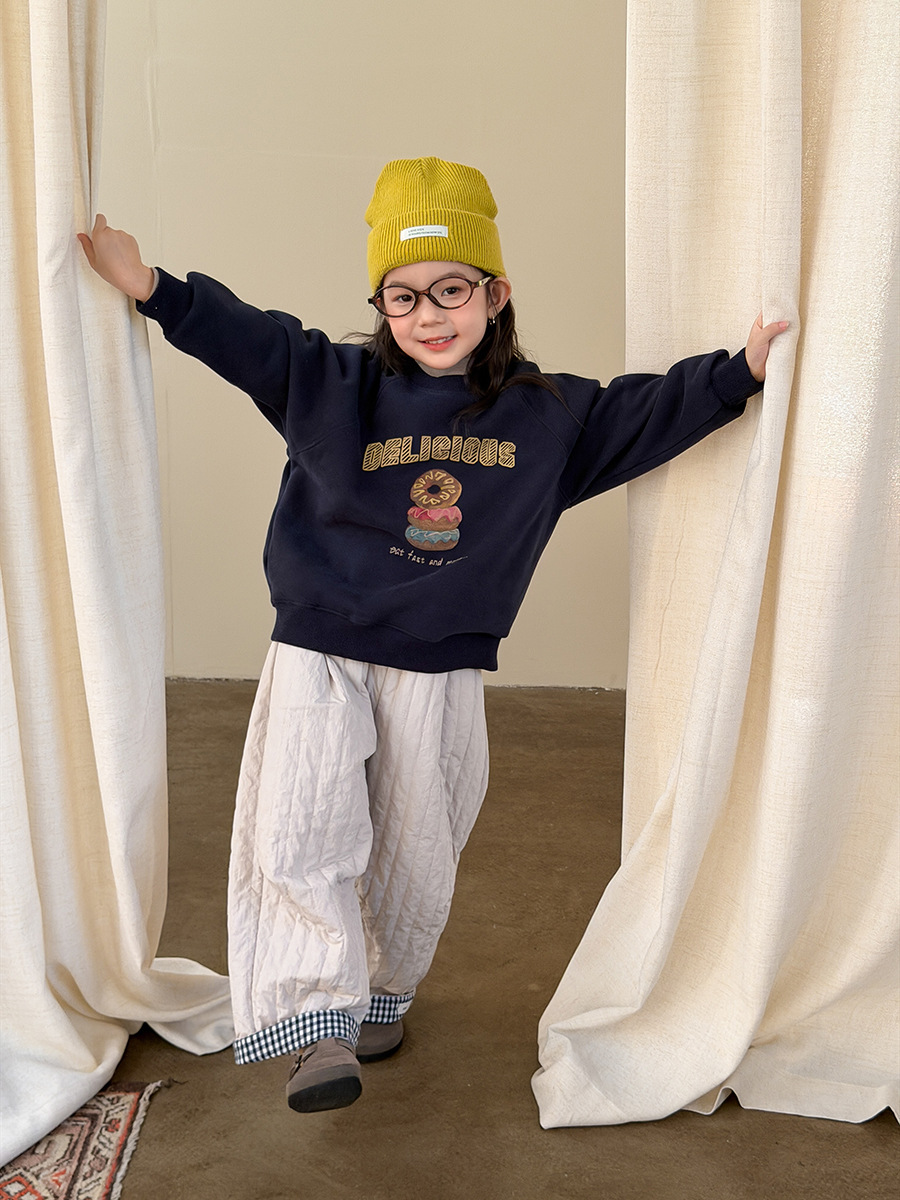 [Fleece-Lined] Elmo Beibei Korean-Style Casual School Pullover Sweatshirt for Boys and Girls, Warm Cartoon Sweatshirt