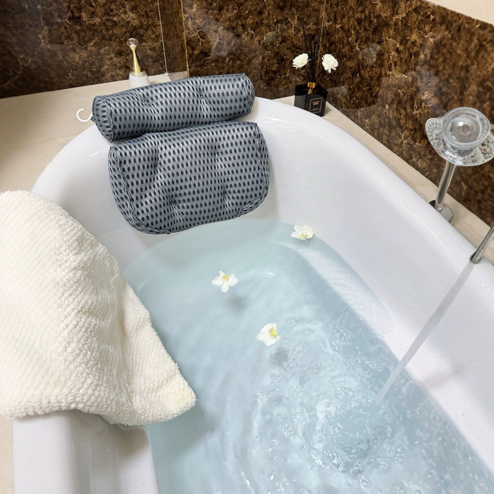 In-Stock Bathtub Pillow, Non-Slip 4D Bath Pillow, Home Bathroom Cushion, Backrest Pad, Spa Hotel Soaking Bath Pillow