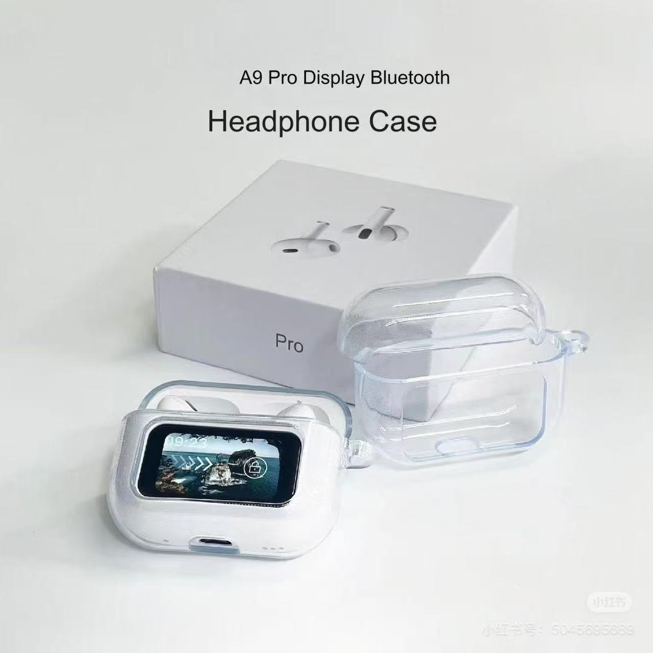 New Huaqiangbei A8A9A10Pro Bluetooth Headset Protective Case with Display Screen Tpu Anti-Fall Transparent Case