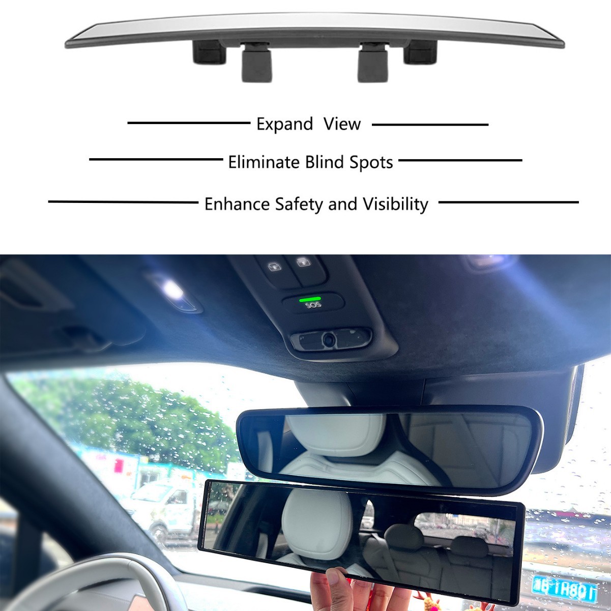 Зеркало заднего вида для автомобиля, большое поле зрения, антибликовый изогнутый отражатель, вспомогательное зеркало заднего вида высокой четкости, противоударное, универсальное панорамное