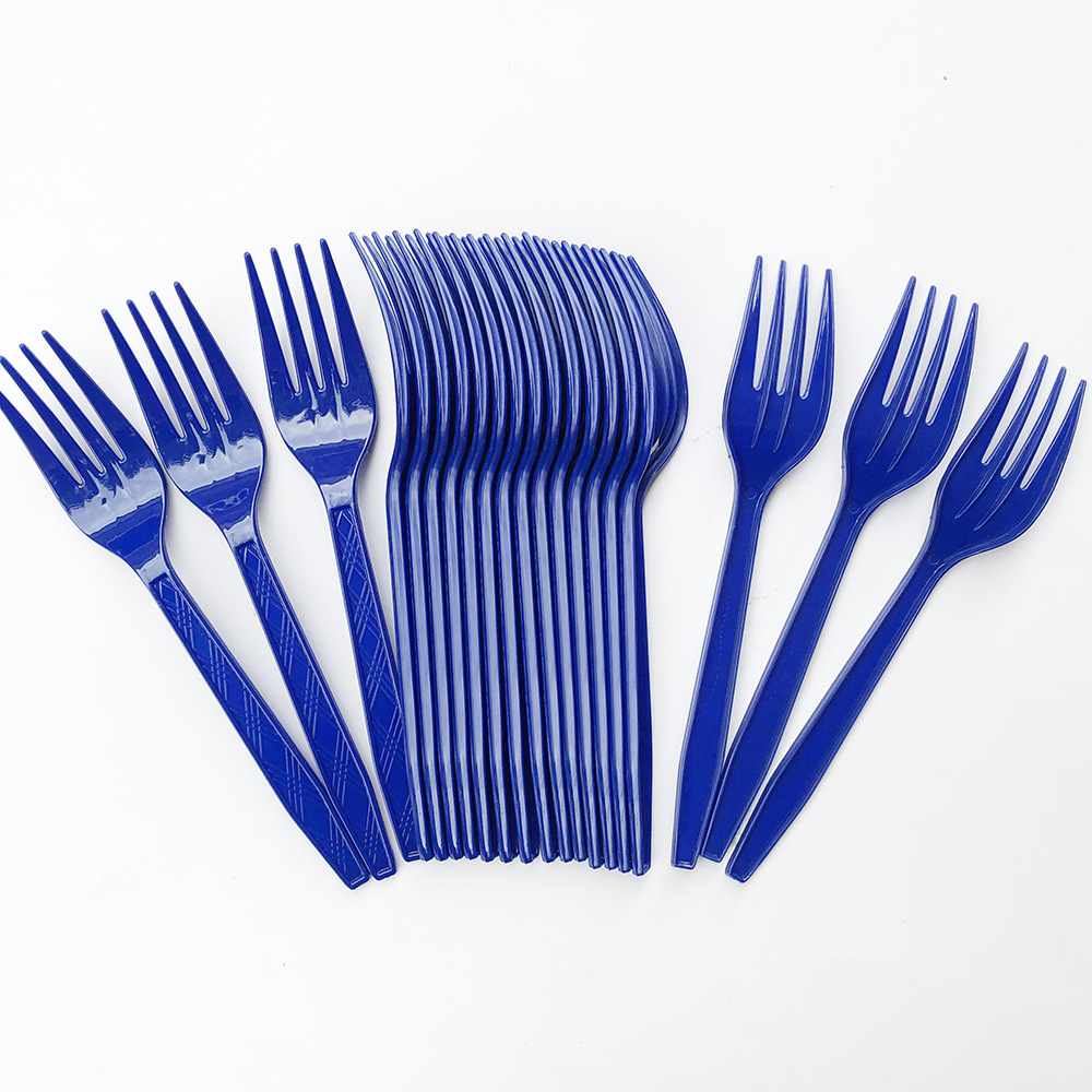 Factory price wholesale cross-border party birthday wedding party disposable tableware environmental protection plastic PS color knife fork spoon