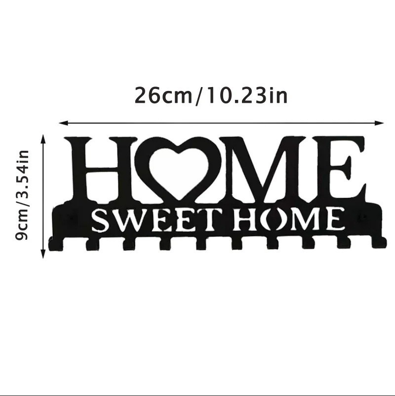 Cross-border New Wrought Iron Hook Home Key Storage Towel HOME Letter Metal Hanger Creative Storage Hook
