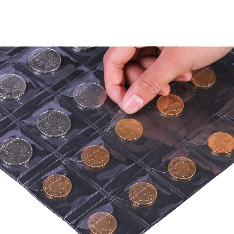 Coin Album Commemorative Coin Loose-Leaf Coin Inner Pages Transparent Loose-Leaf Grid Box Pvc Material 9 Holes 208*280mm