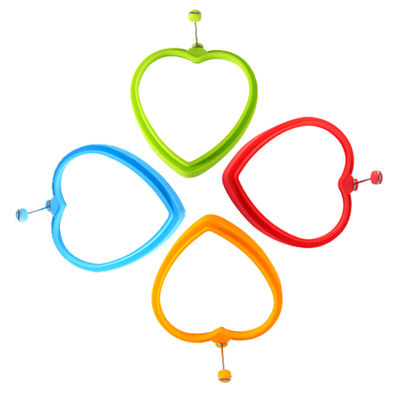 Silicone omelette with stainless steel handle heart-shaped omelette ring pancake poached egg kitchen creative baking mold