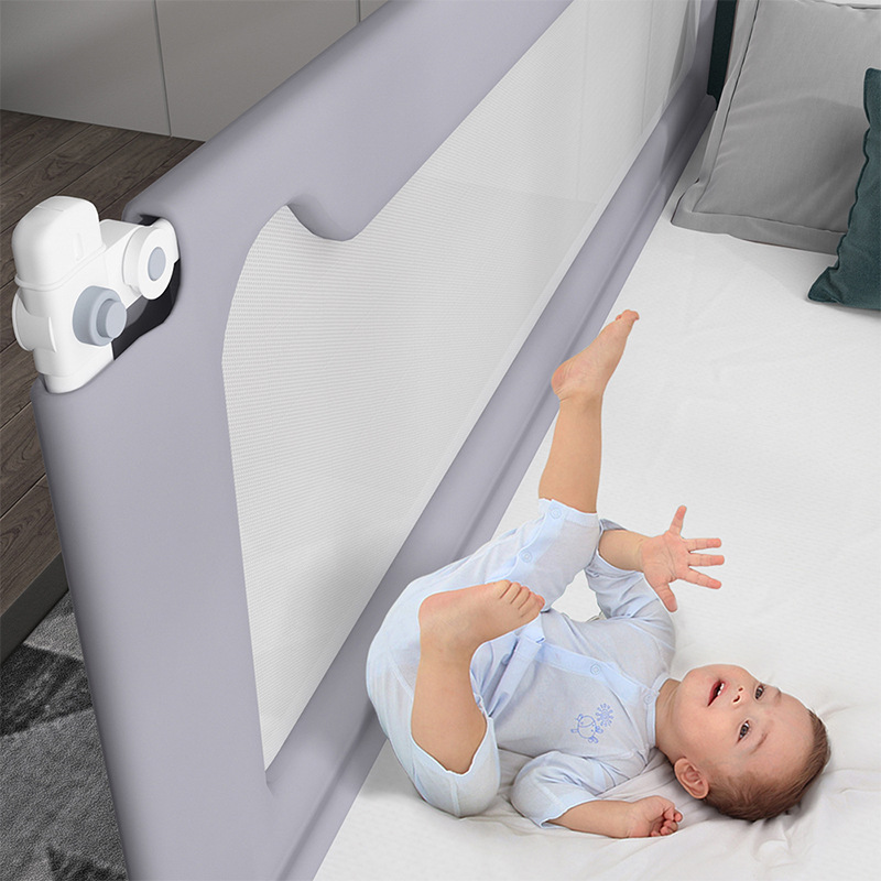 Baby Crib Guardrail Manufacturer Vertical Single-Sided Adjustable Bed Guardrail Baby Anti-Fall Cat Ear Cloth Cover Bedside Railing