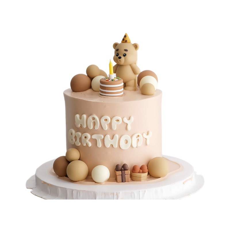 Ins Style Golden silver Soft Glue Blow Candle Bear Doll Ornaments Gift Box Ornaments Ball Cake Decoration Cartoon