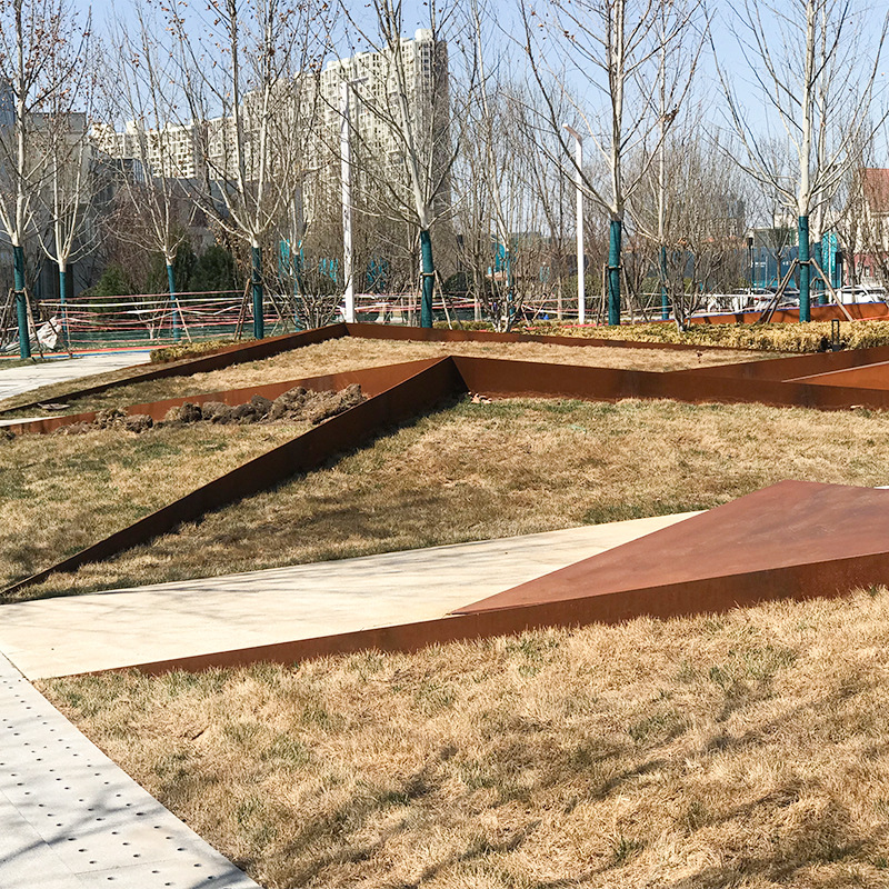 Wholesale Rust Color Weather-Resistant Steel Plate Processing Outdoor Rust Color Retaining Wall Flower Pond Cutting Bending Weather-Resistant Steel Plate Enclosure