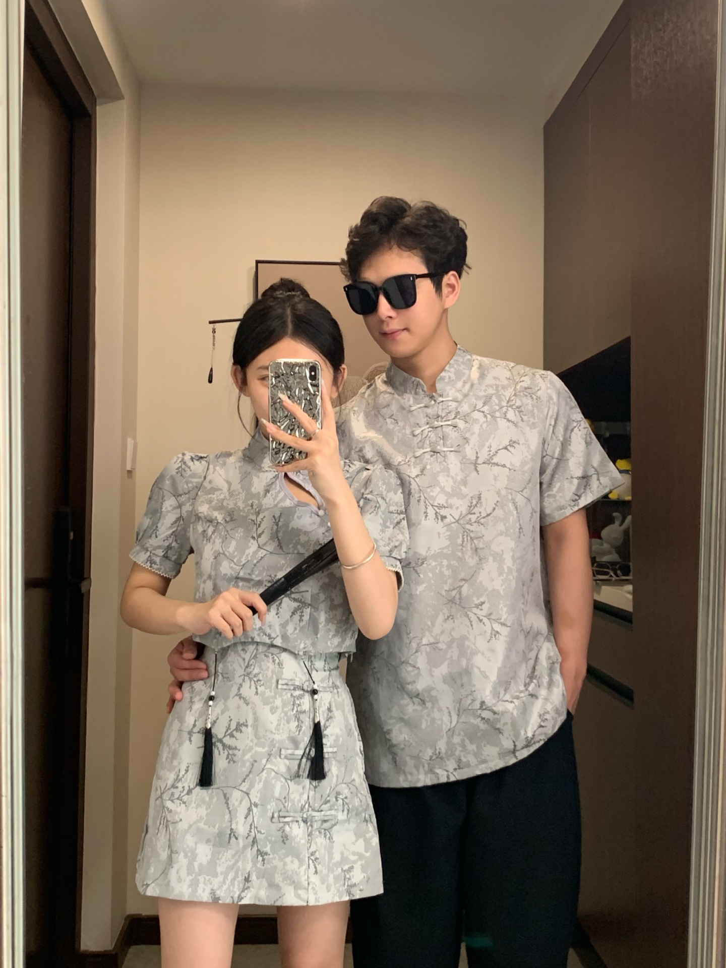 New Chinese Style National Style New Summer Improved Coat Buckle Color Cheongsam Women's Short-sleeved Skirt with Interior Collar Top