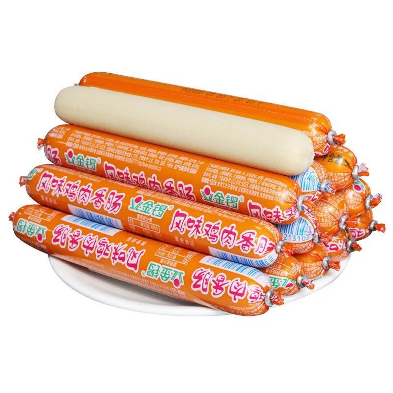 Jinluo Ham Sausage Ready-To-Eat Chicken Flavor Sausage Whole Box Wholesale Barbecue Sausage Fu Sausage Snack Food Instant Noodle Sausage