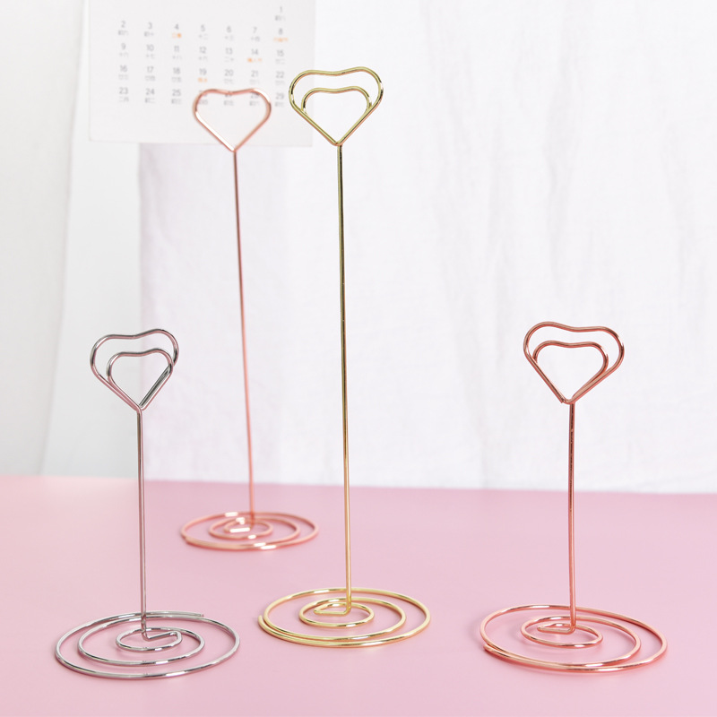 Cross-Border Metal Note Holder Desktop Business Card Holder Love Seat Holder Ready-Made Wholesale Message Holder Wedding Wedding Label