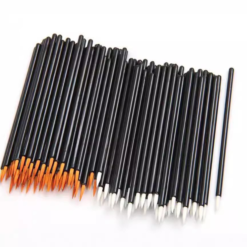 Julong wholesale disposable golden fiber hair eyeliner brush portable cap fine hard head eyeliner eyeliner