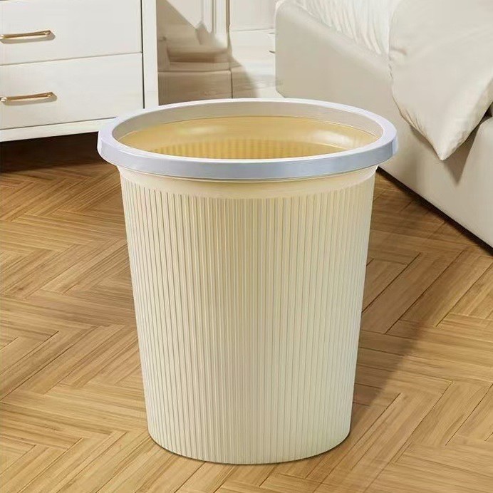 Light Luxury Ins Style Home Large Universal Trash Can Without Lid Stripesd Press Ring Paper Basket Style Storage Bucket Paper Basket