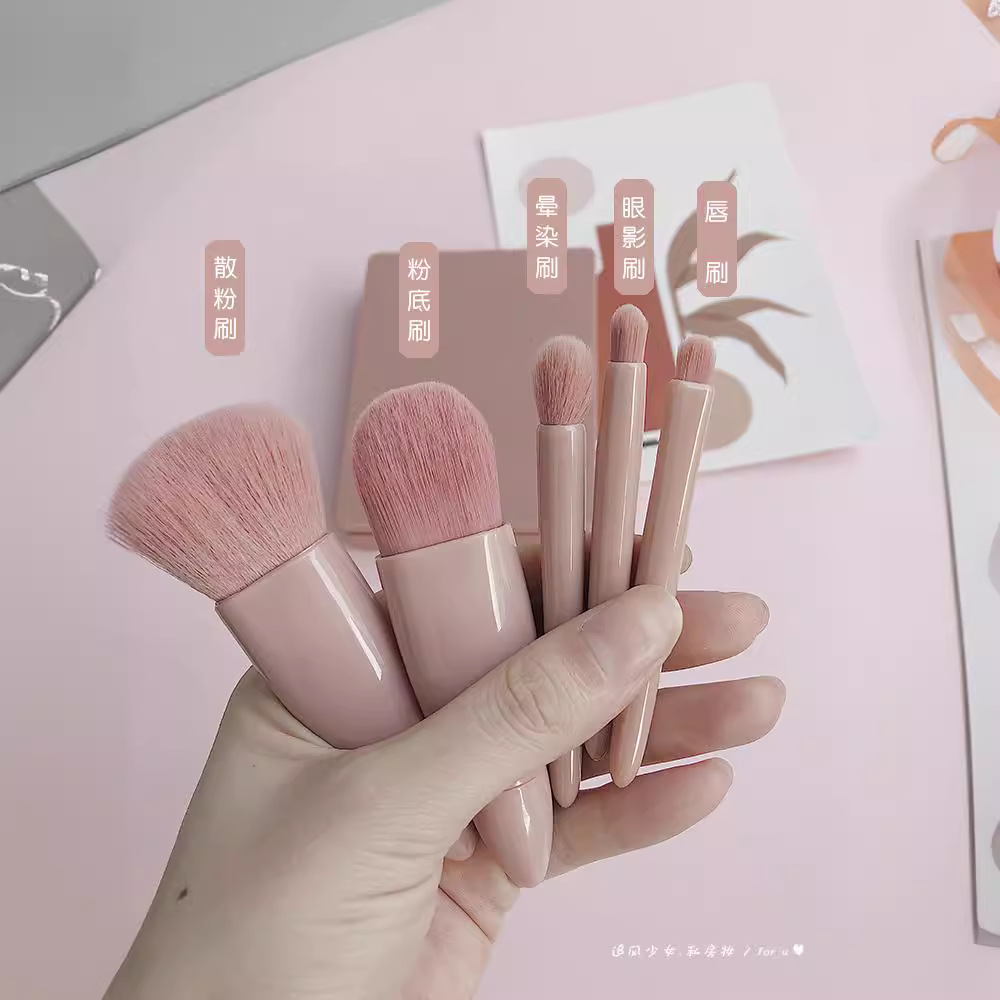 Makeup brush set full set of genuine affordable student mini portable small set of loose Foundation eye shadow brush three-piece set