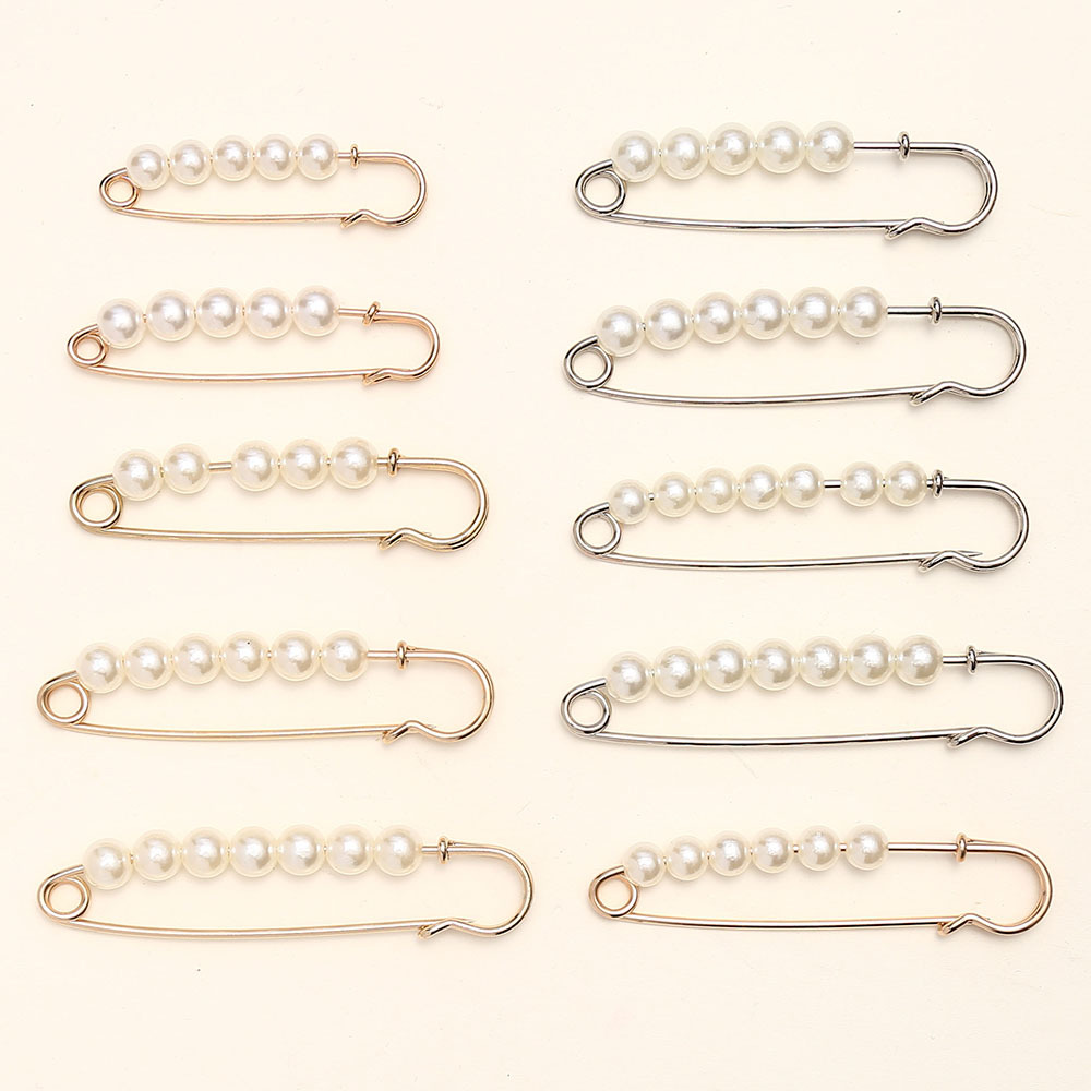 Cross-Border Brooch for Tightening Pants Waistband, Fixing Clothes and Skirts, Waist Reduction Tool, Anti-Exposure Buckle, Pearl Waist Pin