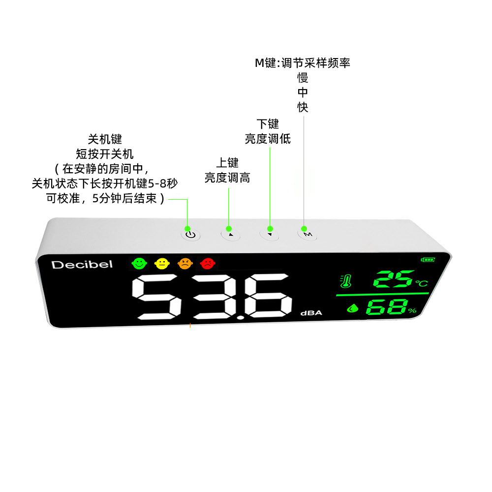 Noise Meter Sound Meter Wall-Mounted Noise Detector Sound Level Meter Home Decibel Meter Volume Measuring Instrument Dropshipping