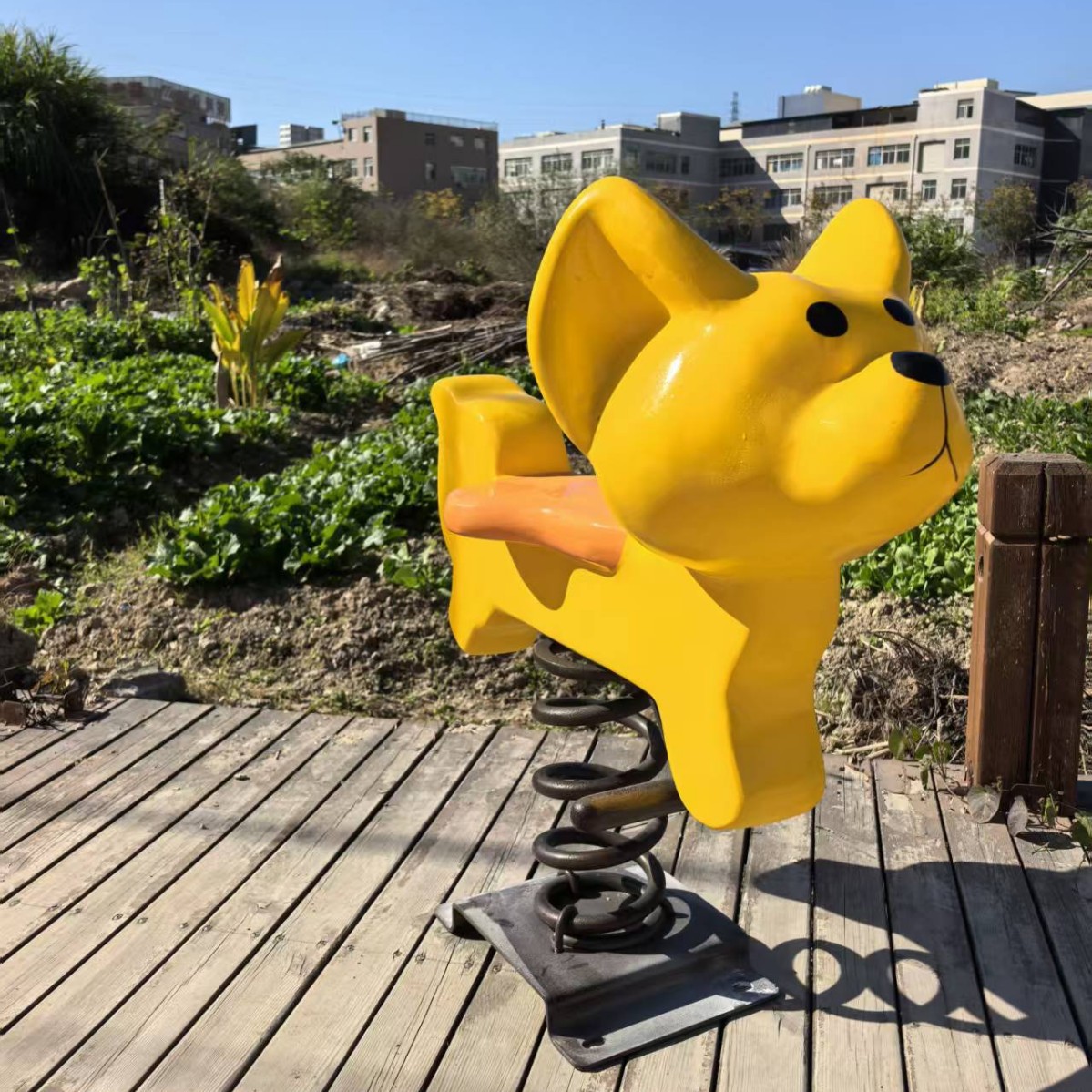 Double Spring Fiberglass Rocking Horse Children's Outdoor Rocking Horse Community Park Seesaw Amusement Equipment Manufacturer