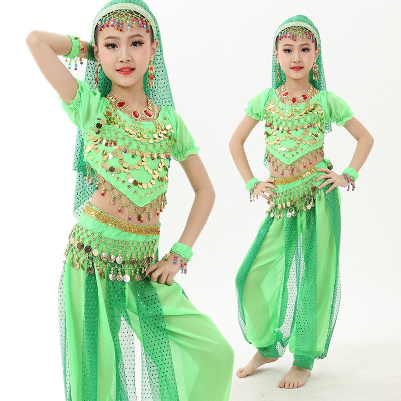 Детские костюмы для индийского танца, костюмы для belly dance для девочек, этнические танцевальные костюмы для детей