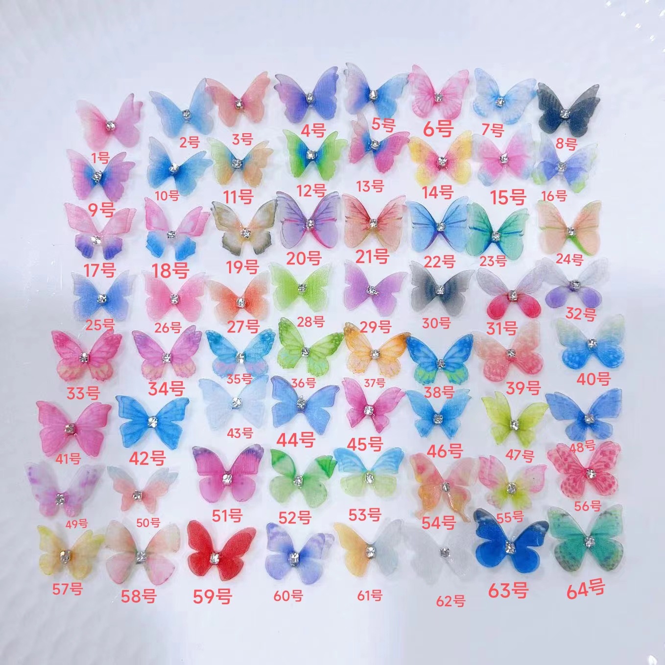 2 см 100 двойных слоев бабочек с бриллиантом, объемные сетчатые наклейки для ногтей