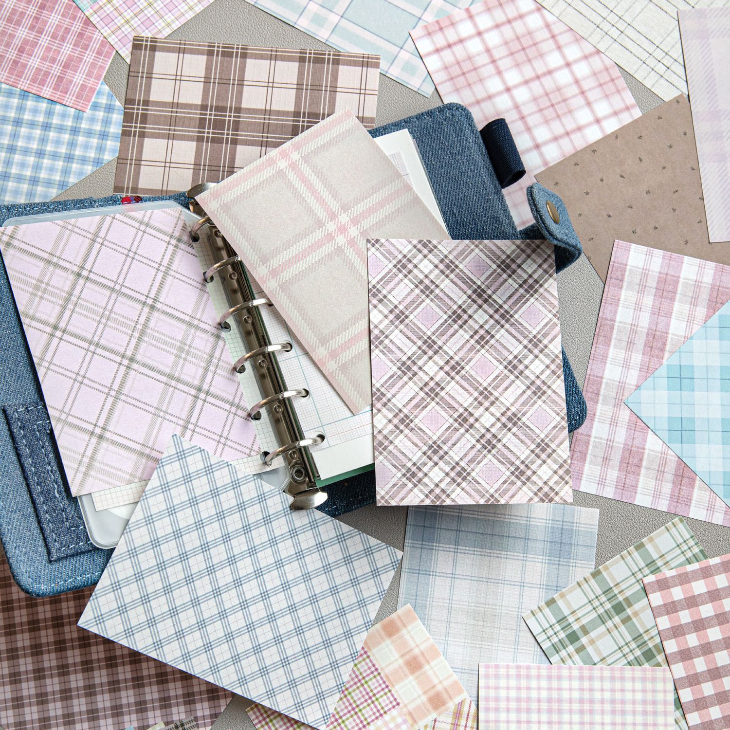 Vintage Material Paper Plaid Market Non-Sticky Paper Journal Cover DIY Background Decorative Base Paper