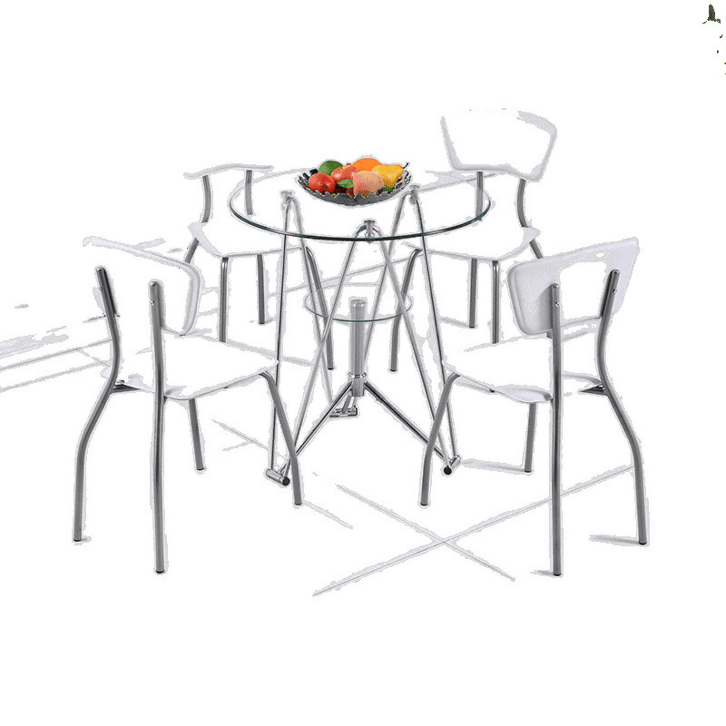 Negotiation Table Glass Table Round Tempered Glass Small Round Table Modern Simple Glass Round Table and Chair Combination Round Glass Table