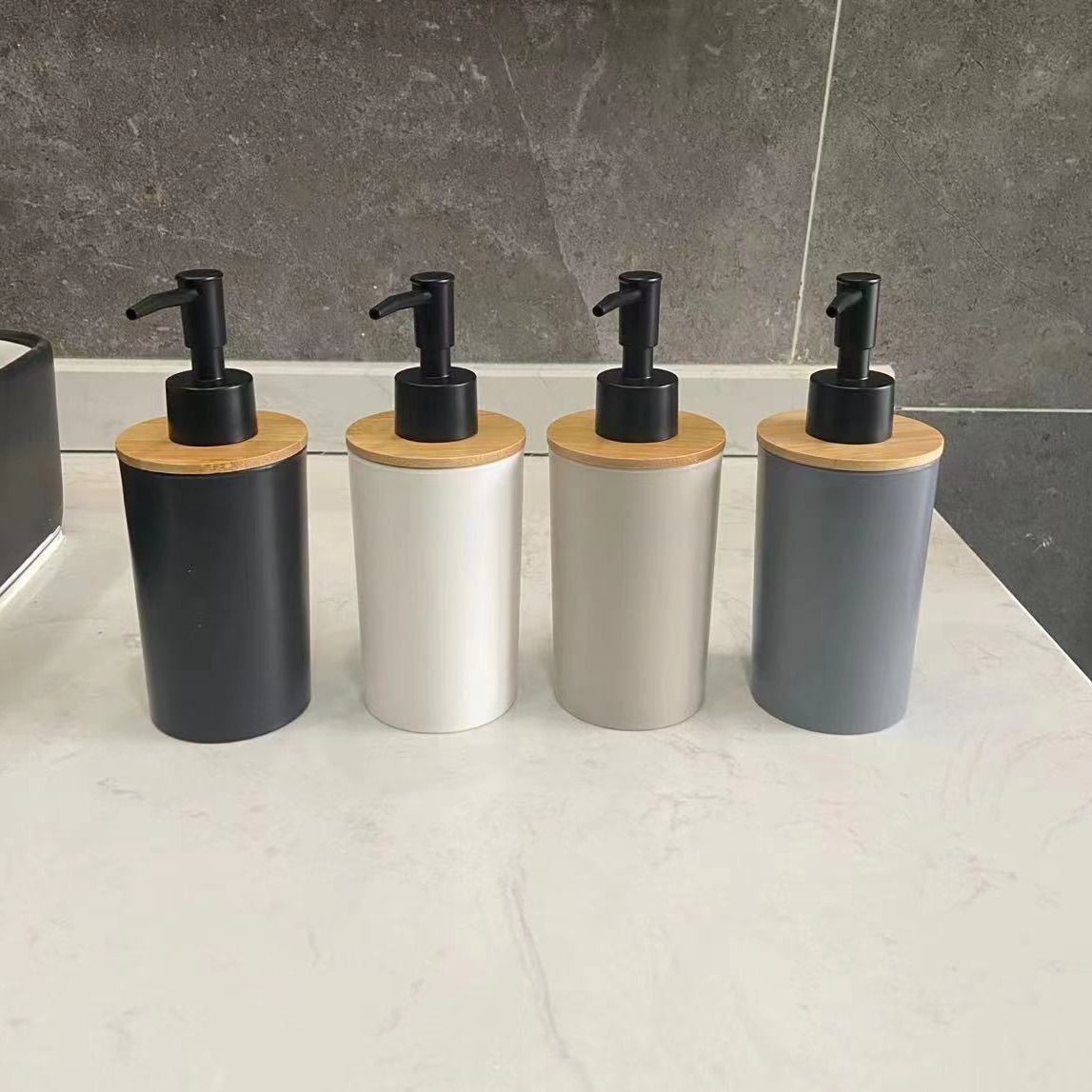 Комплект для ванной с бамбуковой крышкой, набор для ванной, 4 предмета, 6 предметов, бутылка для мыла, бутылка для ванны, диспенсер для мыла