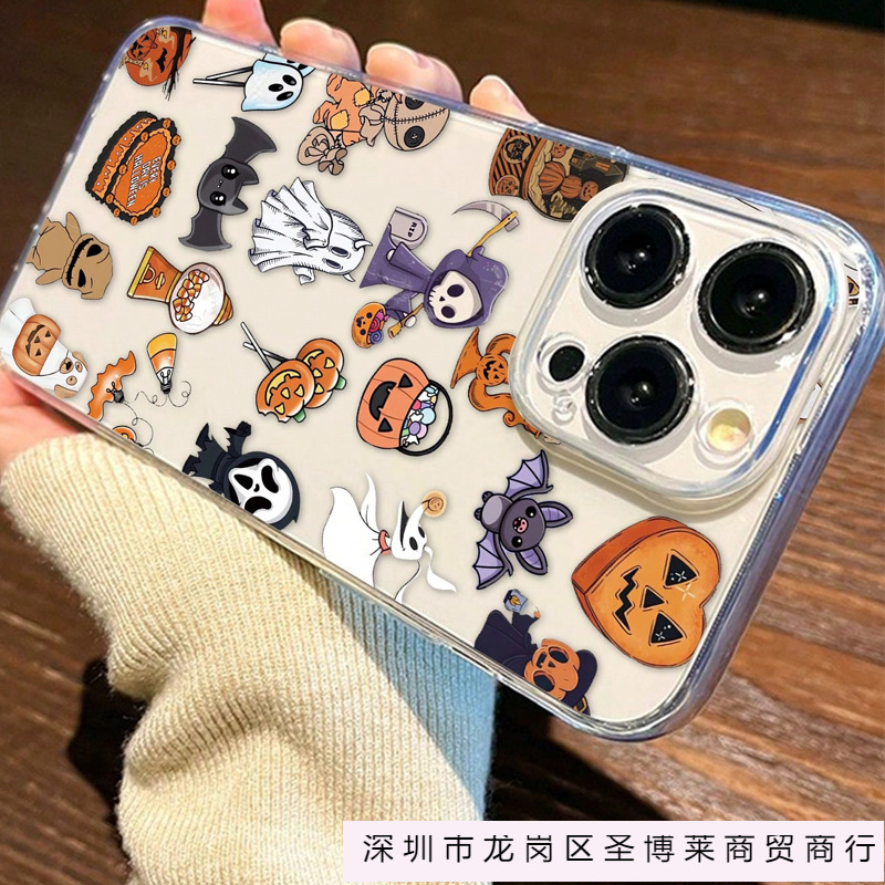 Ghost Pumpkin Halloween Suitable for Apple 15Promax Mobile Phone Case Iphone14/13/12/11 Transparent 678