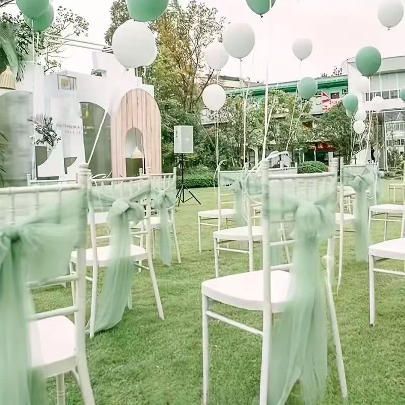 Sheer Wedding Mesh Outdoor Wedding Party Venue Decoration Background Sheer Wedding Arch Chair Curtain Sheer