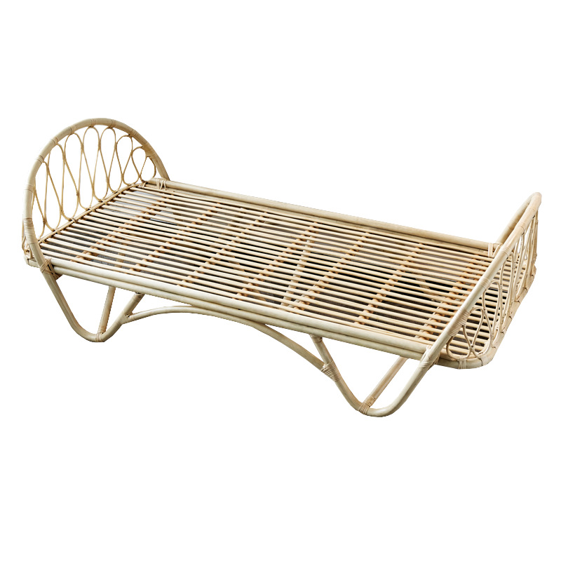 Natural Real Rattan Kidsren's Bed B&B Hotel Single Kids Bed Ins Scandinavian Japanese Rattan Bed Rattan Chair Sofa Bed