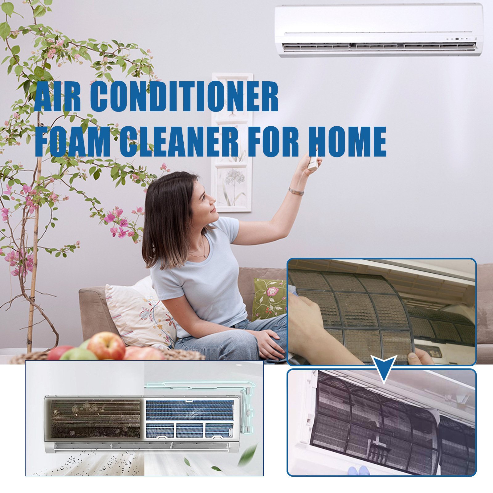 Jakehoe Household Air Conditioner Foam Cleaner Air Conditioner Purification Cleaning Decontamination and Odor Removal Internal and External Machine Cleaning