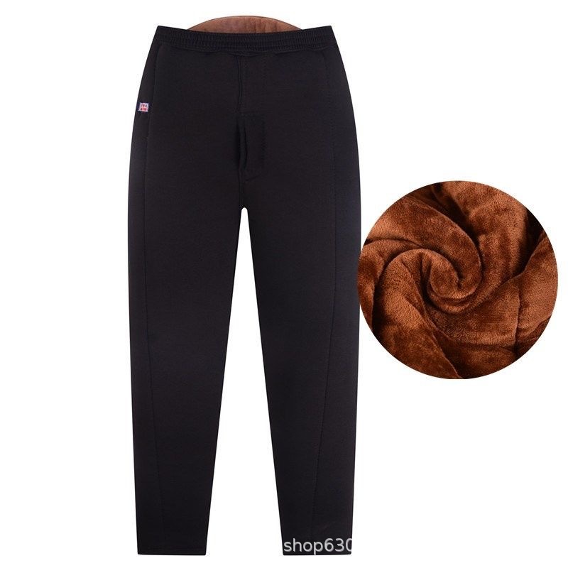 Men's Three-Layer Camel Wool Cotton Pants, Loose Fit, Plus Size, High-Waisted, Suitable for Winter, Can Be Worn Inside or Outside, Warm Pants for Commuting