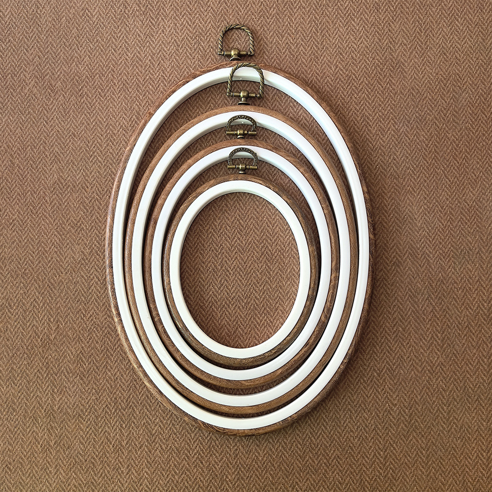 ✅ Cross-Border Antique Embroidery Hoop Imitation Wood Grain Embroidery Hoop Russian Punch Needle Embroidery Hoop Basic Cross-Stitch Frame Irregular Embroidery