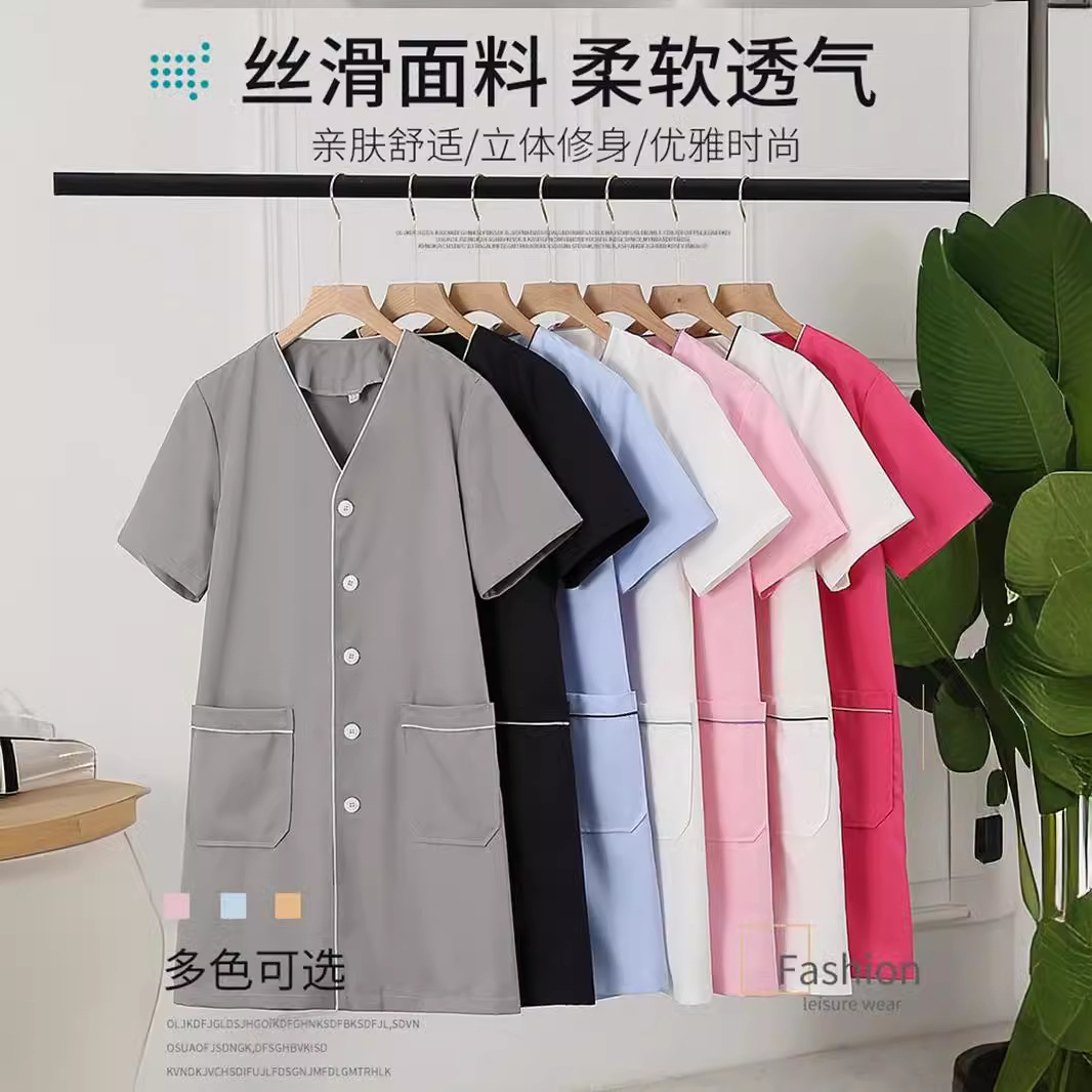 Рабочая одежда для косметолога в корейском стиле, тату, микроуправление кожей, женский высококлассный белый халат весна-лето
