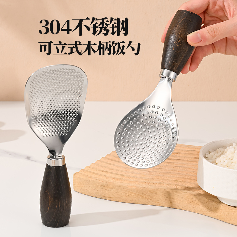 Утолщенная ложка для риса из нержавеющей стали для домашнего использования, устойчивая, с длинной ручкой для подачи риса