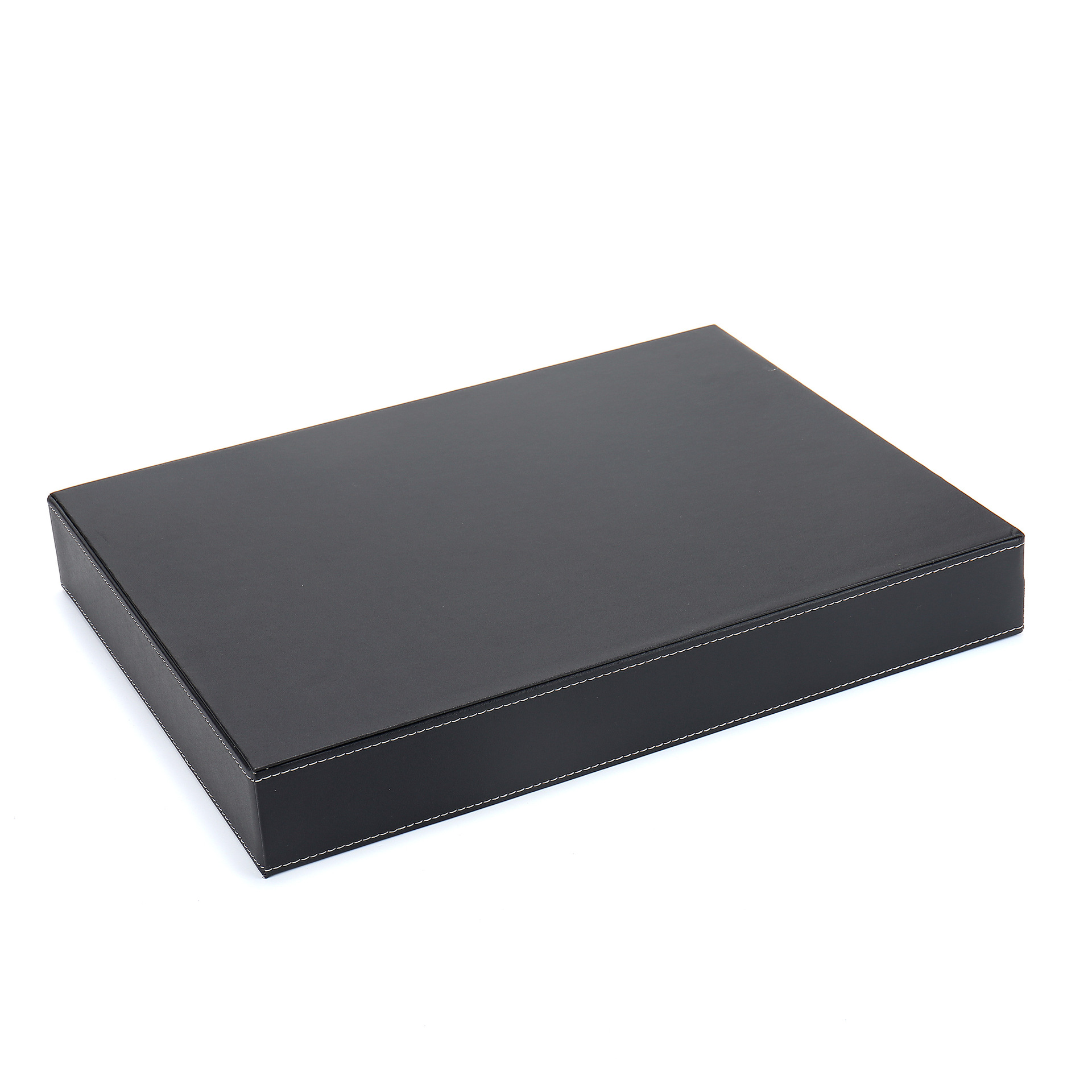 Factory Direct Sales Black Leather Rectangular Tray Hotel Room Desktop Miscellaneous Storage Tray Storage Box with Custom Logo