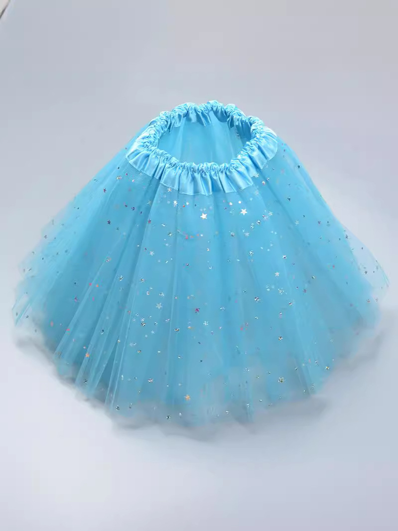 Children's tutu skirt princess sequins three-layer 6-piece mesh skirt tutu gauze skirt tutu children
