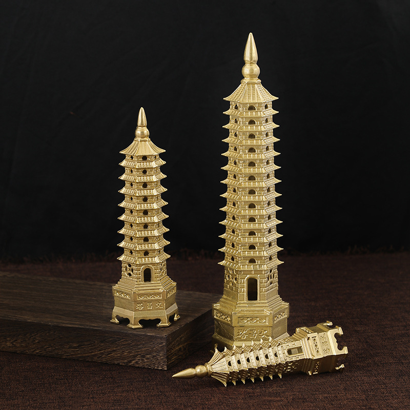 Wenchang Tower Ornaments Pure Brass Seven-layer Nine-layer Thirteen-layer Study Desktop Decoration Crafts Factory Wholesale
